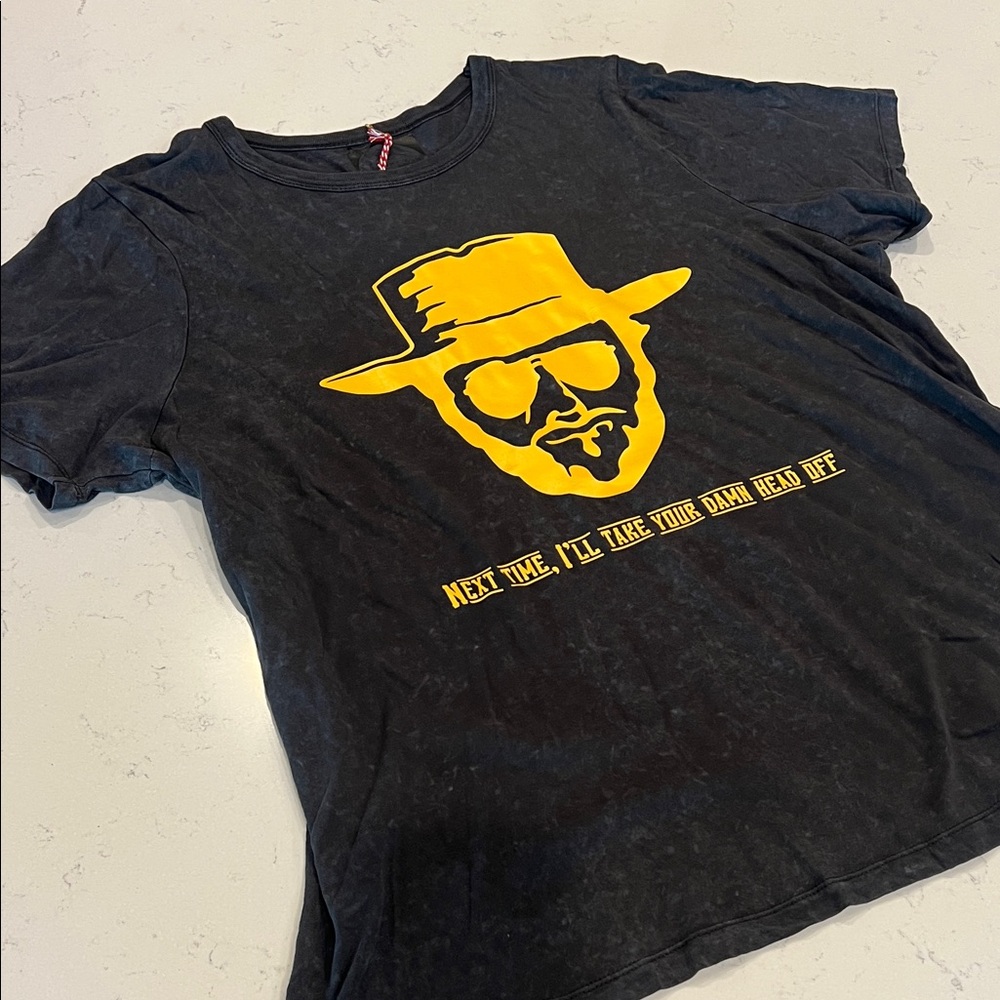 Vintage Black Tee with Bold Yellow Graphic